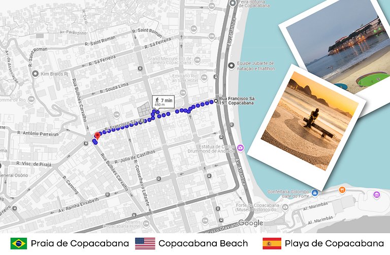 Qto&Sala em Copacabana, 450 metros da praia
